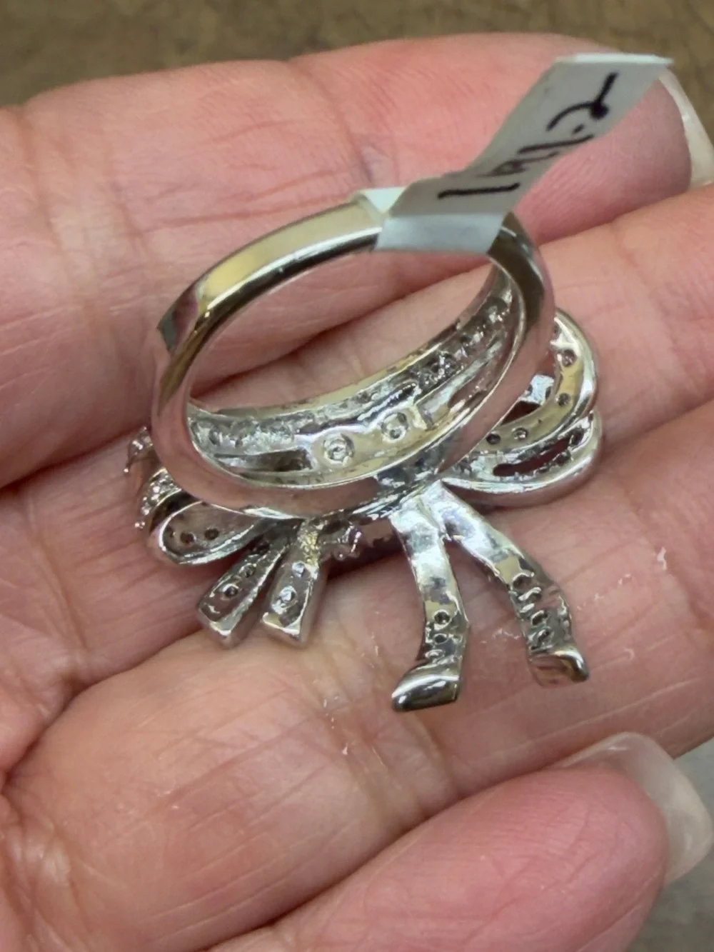 Silver Bow Crystal Ring - Women's Fashion Jewelry